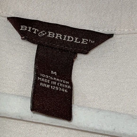 Bit & Bridle Women Ivory 3/4 Sleeve Bohemian Blouse Size M - Picture 4 of 14